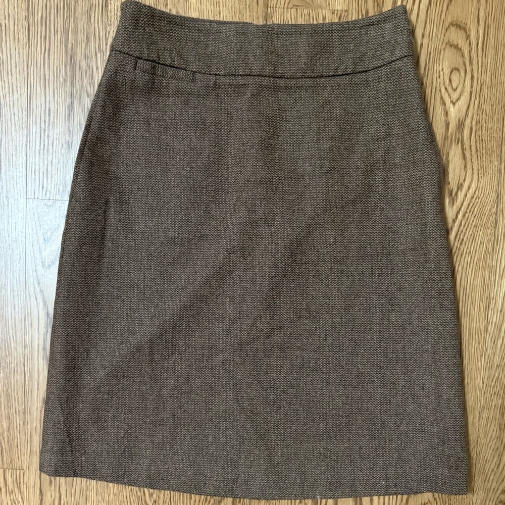 Lands' End Brown A-Line Tweed Skirt - Picture 2 of 6